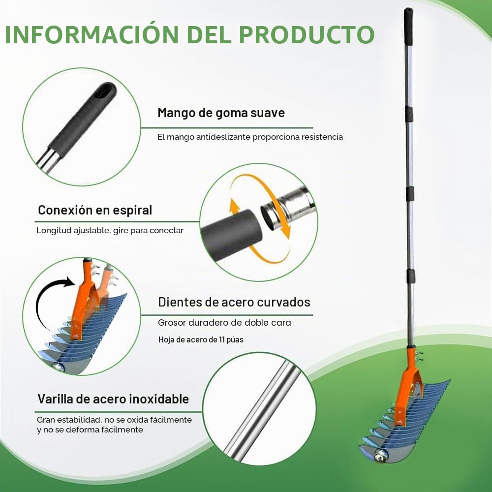 Escarificador Cesped con Mango 170 cm, Escarificador Manual Jardin, Escarificador Cesped Rastrillo, Rastrillo Aireador, Rastrillo Cortador para Eliminar el Musgo y los restos de césped,