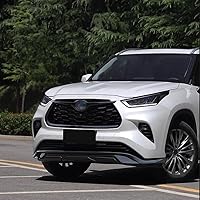 Vista 2 de Karmoxs Vestidura frontal para parachoques y parrilla para Toyota Highlander 2020 2021 2022 2023 2024 2025 Parrilla de malla negra brillante