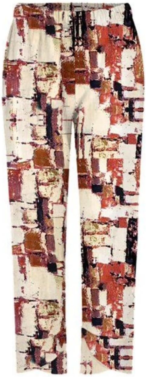 Capris Pants for Womens Cotton Linen Wide Leg Plus Size Cropped Pants Print Comfy Elastic Waist Sweatpants - Image 2