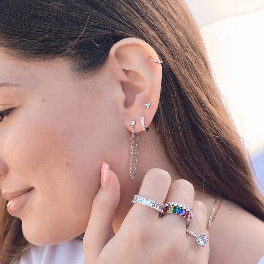 Gacimy Gold Huggie Earrings for Women 14K Real Gold Plated, Small Cubic Zirconia Cartilage Hoop Earrings Cuffs for Women - Image 7