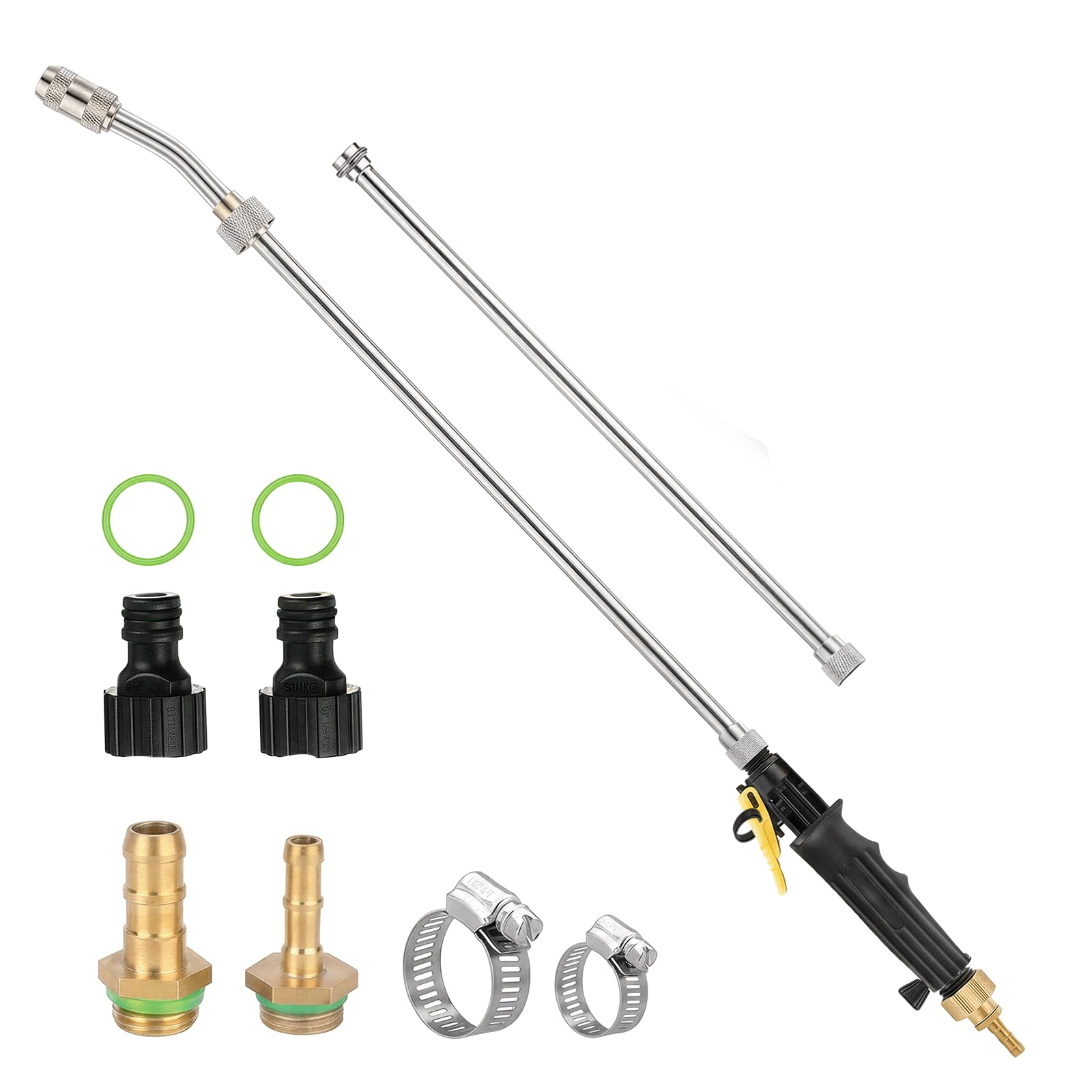 Replacement 72cm Sprayer Wand with Adjustable Nozzle, 3/8" & 1/4" Brass Barb Universal Replacement, Parts with Shut Off Valve & 2 Hose Clamps for Garden Hose, P2800 P2803 Sprayer