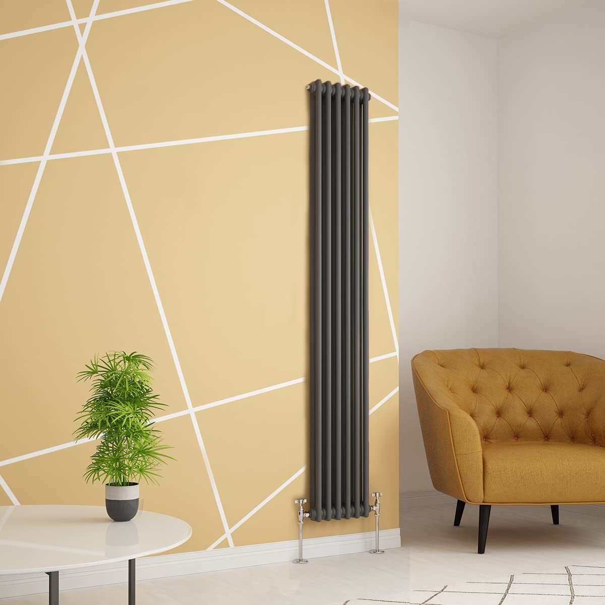 Warmehaus Traditional Radiator Double Column Anthracite Vertical Cast Iron Style Central Heating Tall Radiator -1800 x 290mm โ image 1