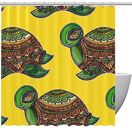 Rideau de douche anti éclaboussures tortue bohème 152x183 cm lavable en machine