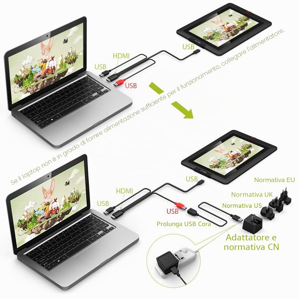 XPPen - Tablet grafico con schermo Artist 12 Pro, schermo completamente laminato da 11,6 pollici, 8 tasti di scelta rapida Pennino senza batteria a 8192 livelli con funzione Tilt a 60 °