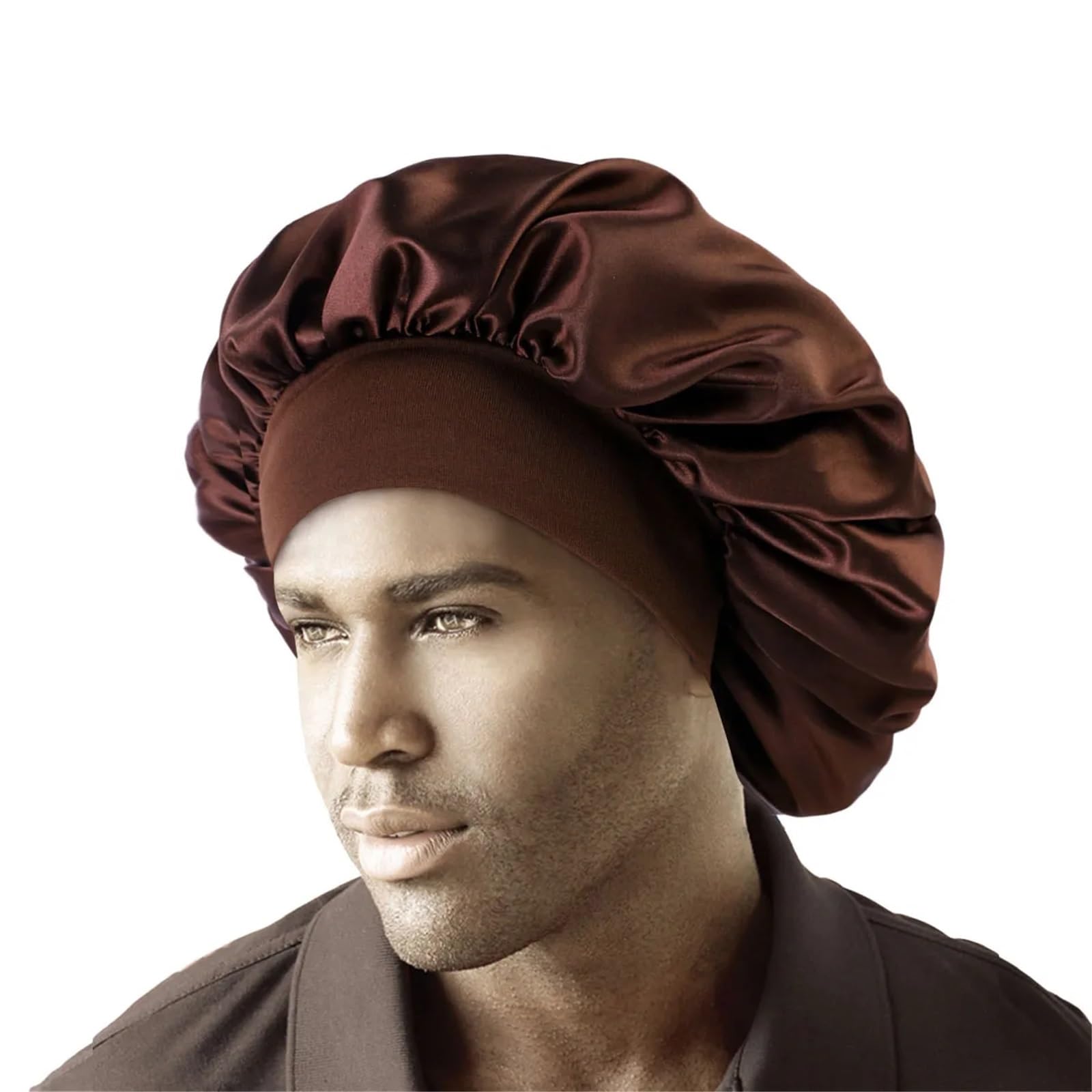 Cofano In Seta Cofano unisex Cappello a tesa larga in raso solido Cura dei capelli Cuffia for bagno for il sonno Fascia elastica morbida Avvolgimento for la testa Cuffia for sauna for salone di bellez