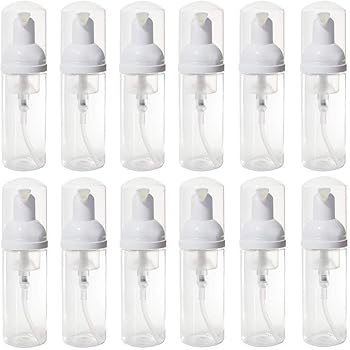 12 Pcs Empty Bottle Travel Soap Bottle | Plastic Foam Dispenser Bottle | Mini Foaming Soap Pump Dispenser & BPA Free for Cleaning, Travel, Cosmetics Packaging (50 ML)