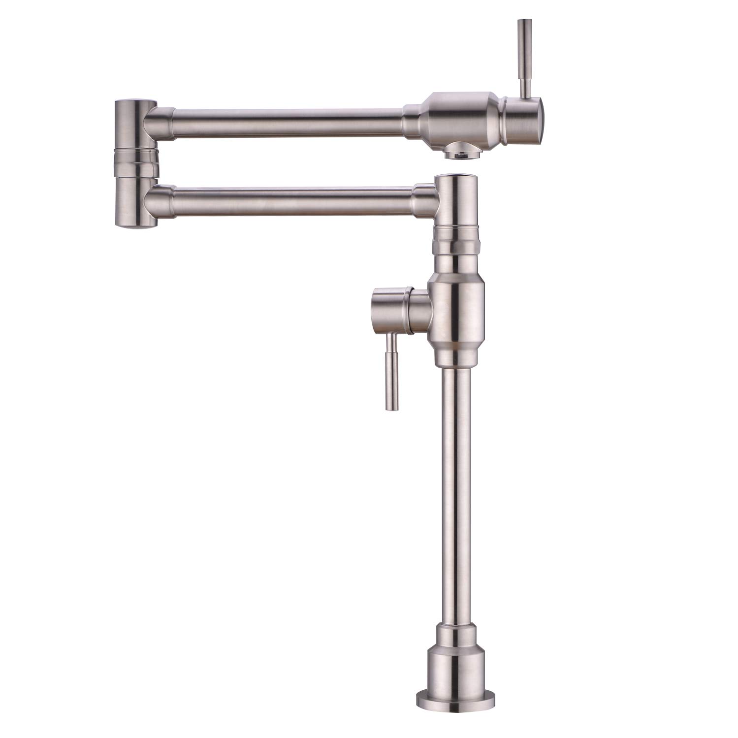 TUTEW Pot Filler - Wall Mount, Brushed Nickel Deck Mount, Folding Extendable Kitchen Faucet