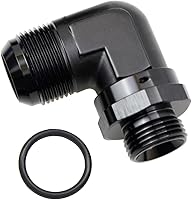 Vista 35 de Adaptador de riel de bomba de combustible macho de aluminio de radio de alto flujo 45 grados 6AN macho a 4AN macho con junta tórica AN4 ORB, negro