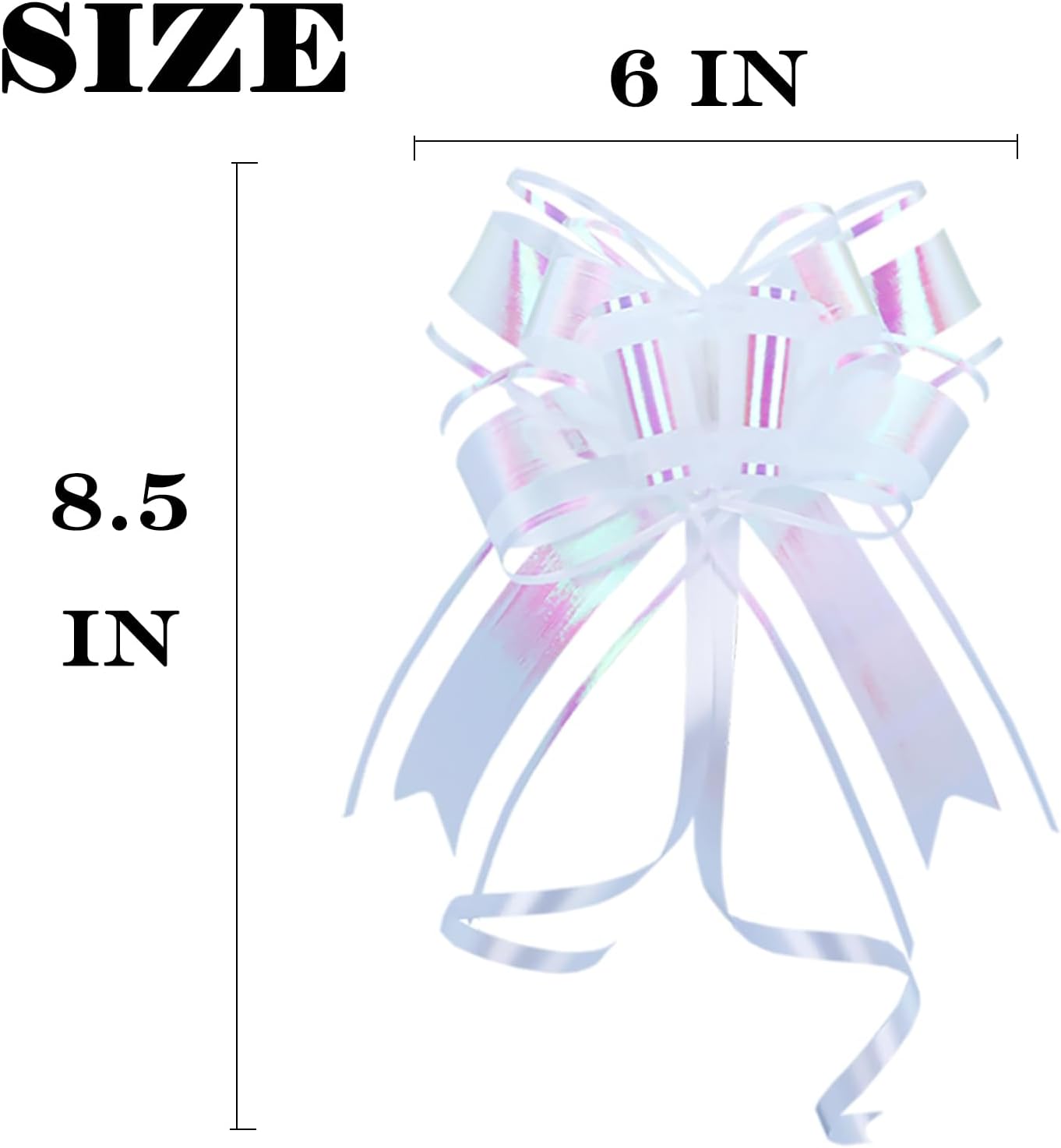 Pull Bows for Gift Wrapping, Large Iridescent White Gifts Bow for Presents Package, Baskets, Christmas, Wedding, and Party Decor(6 inches, 10 PCS) - Image 4