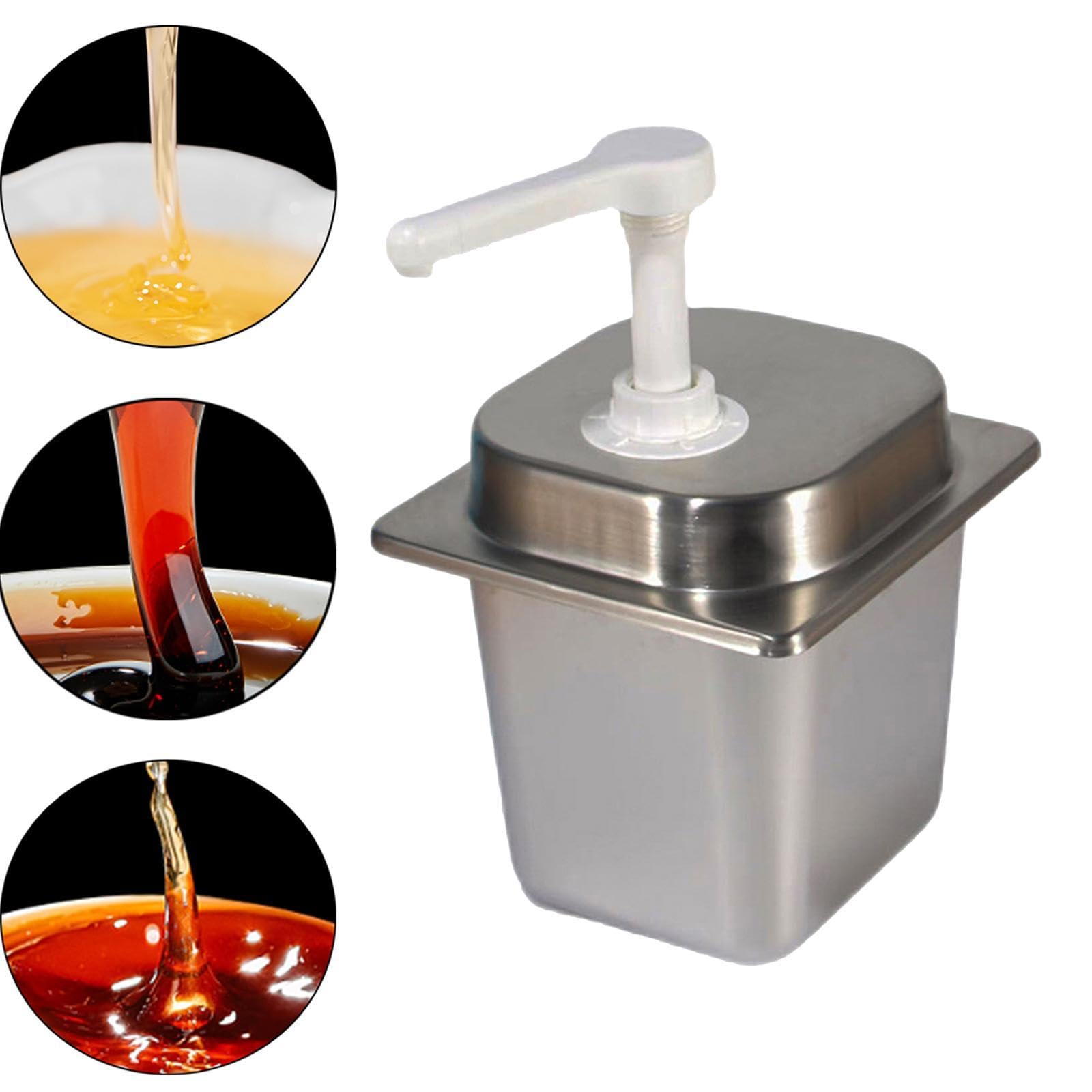 Dispensador de Salsas con Bomba de Acero Inoxidable, Estación de Botellas con Bomba Manual, Herramienta para Especias Desmontable para Cocina Doméstic, 20 CC