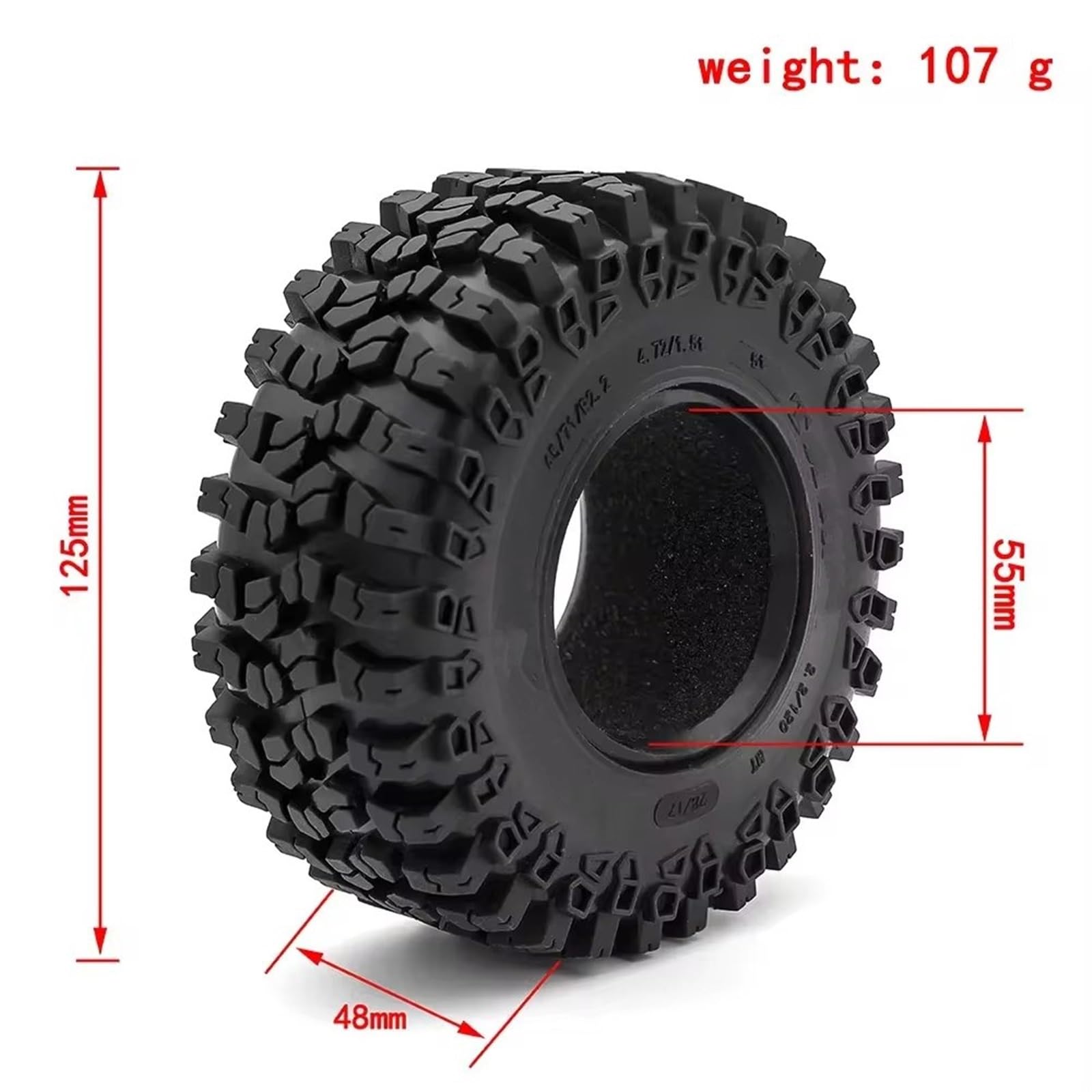 Lot De 4 Pneus RC 2,2 Pouces 137 Mm - Caoutchouc Pour Crawler TRX4 SCX10 1/10, Excellente Traction