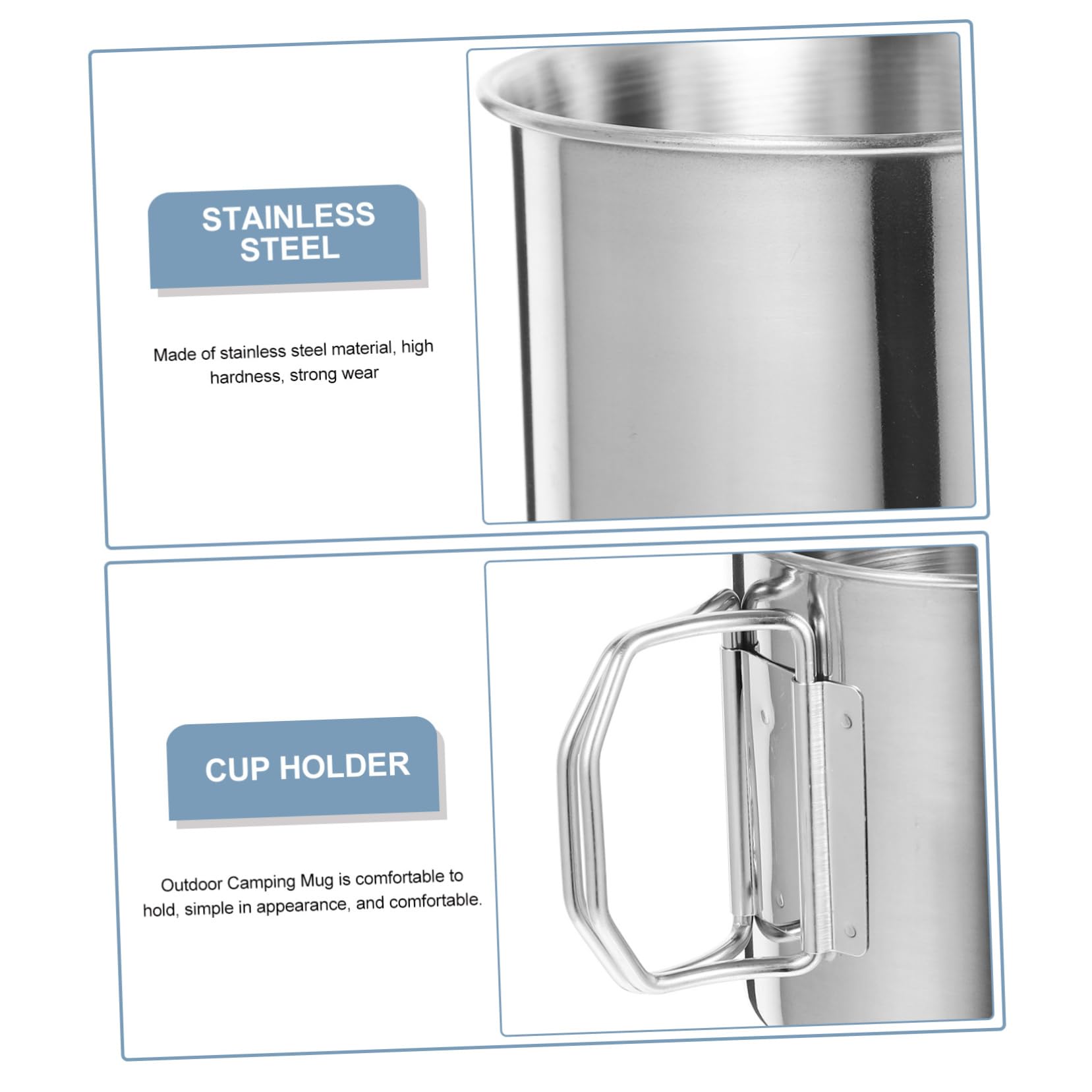 Toyvian 4 Ensembles Tasse De Camping Rétractable Acier Inoxydable De Mug Portable Pour Boissons Accessoire Pour Randonnée Activités Extérieures 2 Pièces * 4