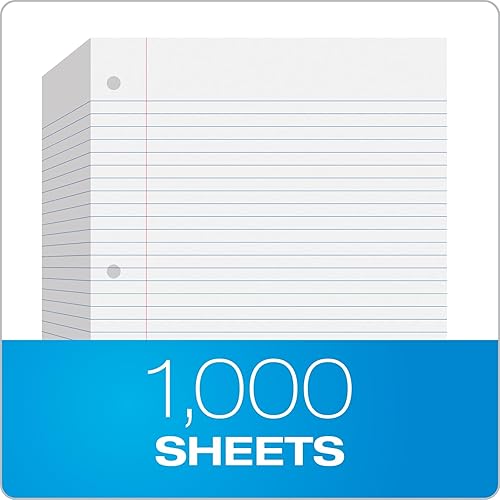 Miniatura 2 de Oxford Papel de hojas sueltas con rayas universitarias, paquete de 1000 unidades de 8 x 10.5 pulgadas, papel de relleno perforado de 3 agujeros