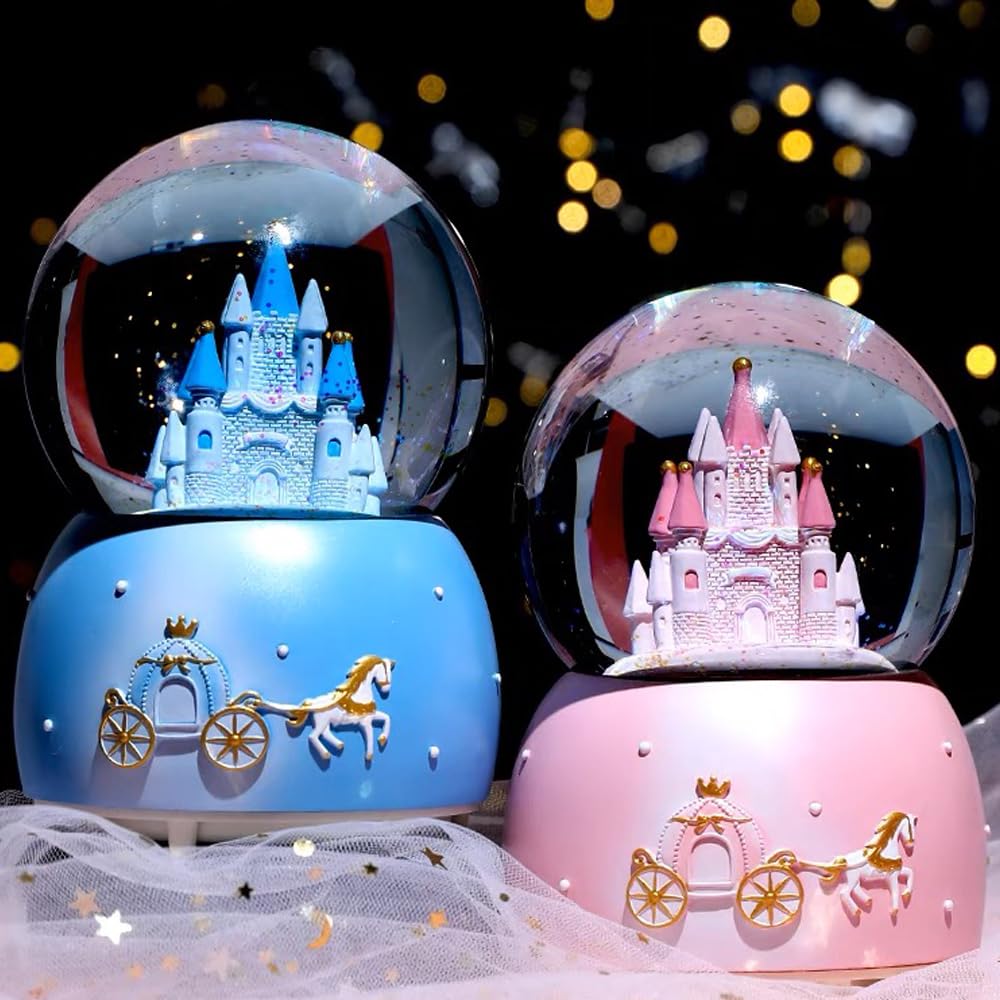 Palla Di Neve Musicale Rotante Con Luci - Sfera Di Cristallo Con Nefiata, Regalo Natale E Compleanno - Foto 8