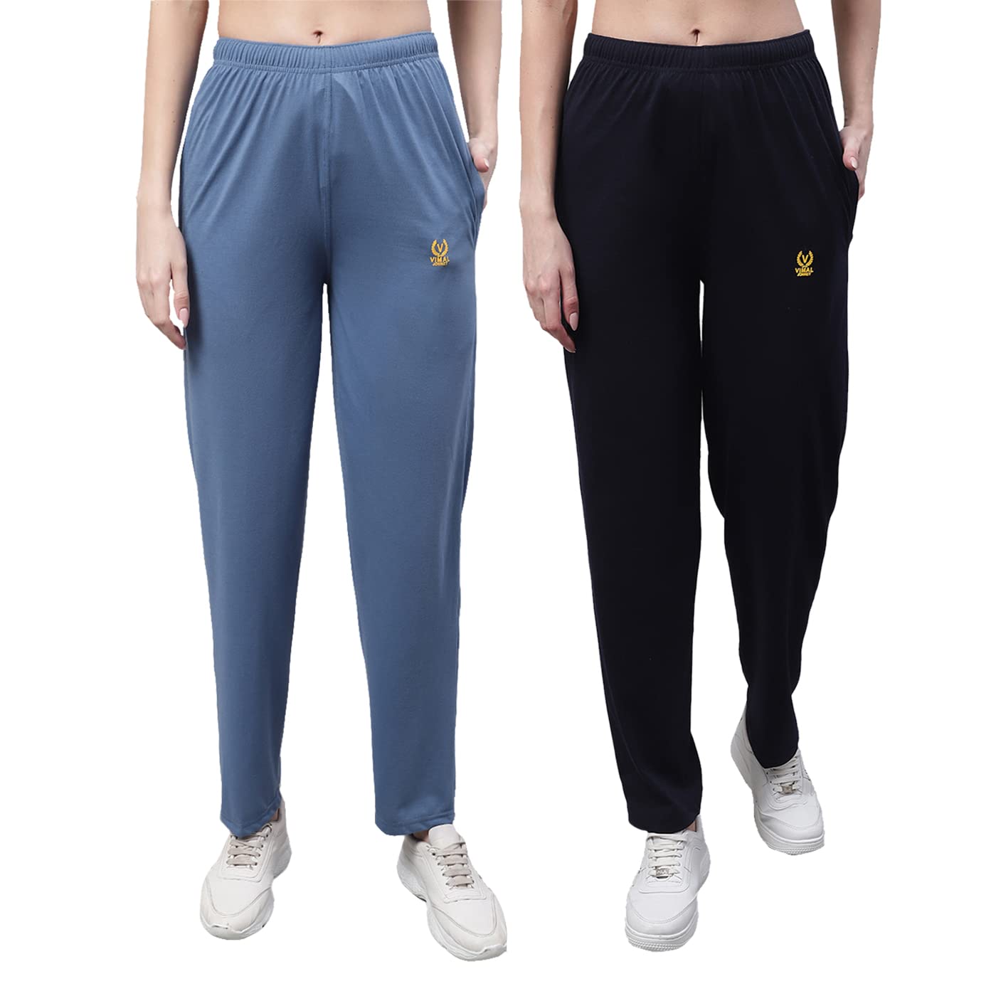 Regular fit Cotton Trackpant for Women (Pack of 2)-D10_D.Gry_NVY_002-L-image-39