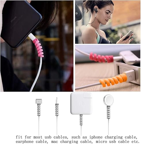 Miniatura 6 de 36 piezas de protectores de cable para iPhone iPad, protectores de extremo de cable con 2 clips de cable de escritorio, VIWIEU protector de cable