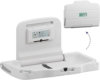 Stardrix Panda Care ADA Compliant Horizontal Wall Mounted Baby Changing Station, Foldable Diaper Changing Table with Liner...