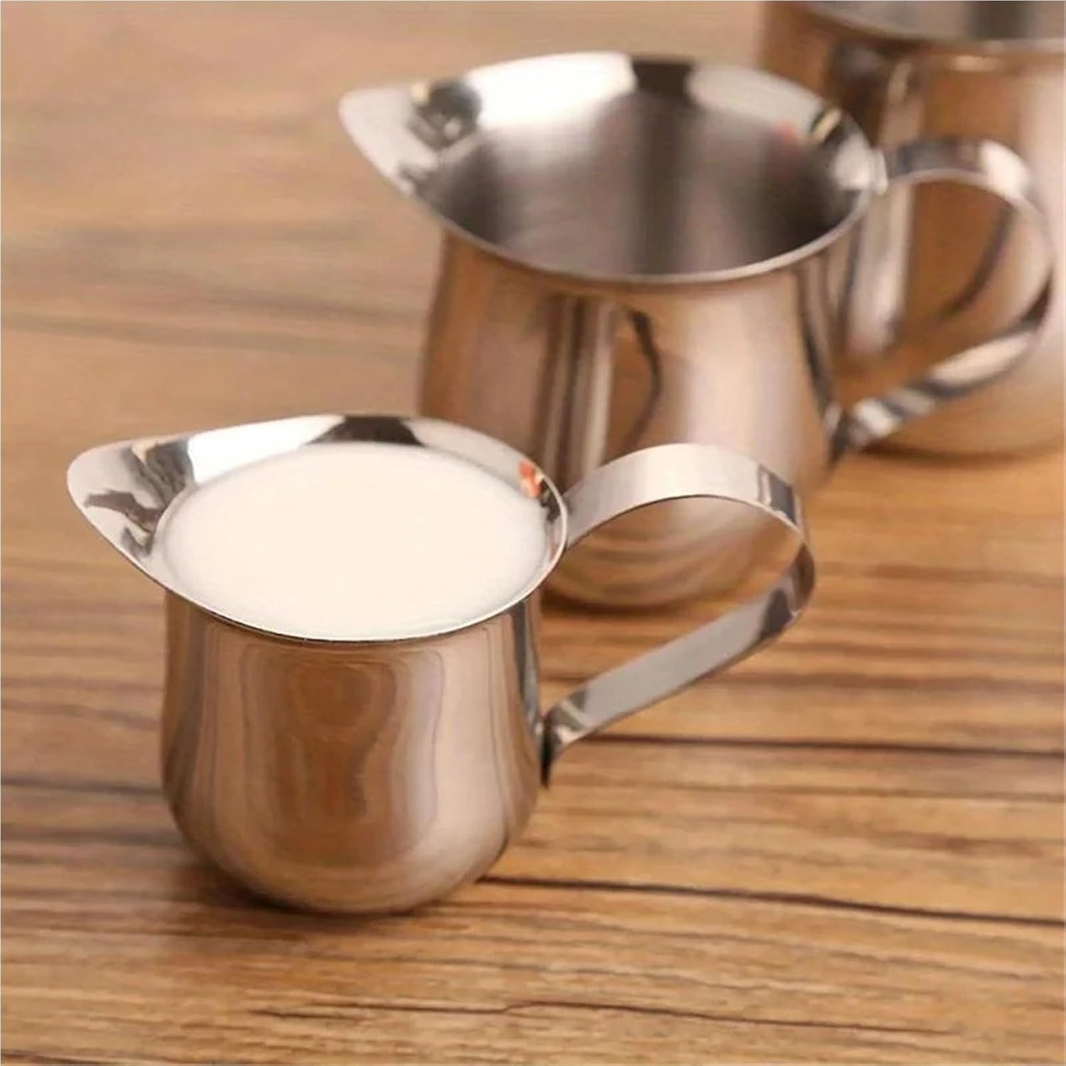 Stainless Steel Coffee Milk Frothing Pitcher with Measuring Marks & Drip Spout, Espresso Creamer Cup Coffeeware(240ml 8oz)