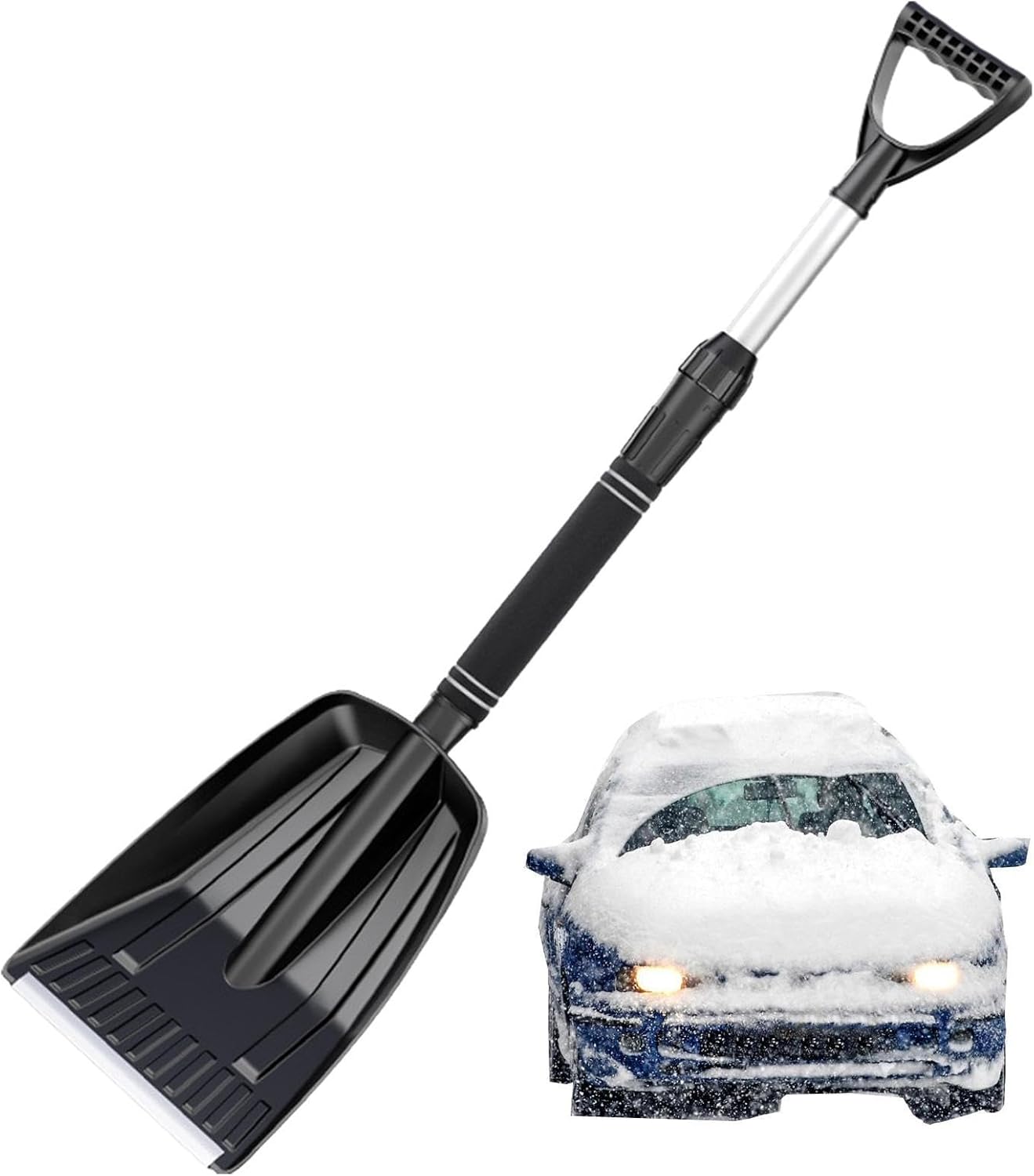 Telescopic Snow Shovel 33.85in Driveway Snow Shovel, Extra Deep Heavy