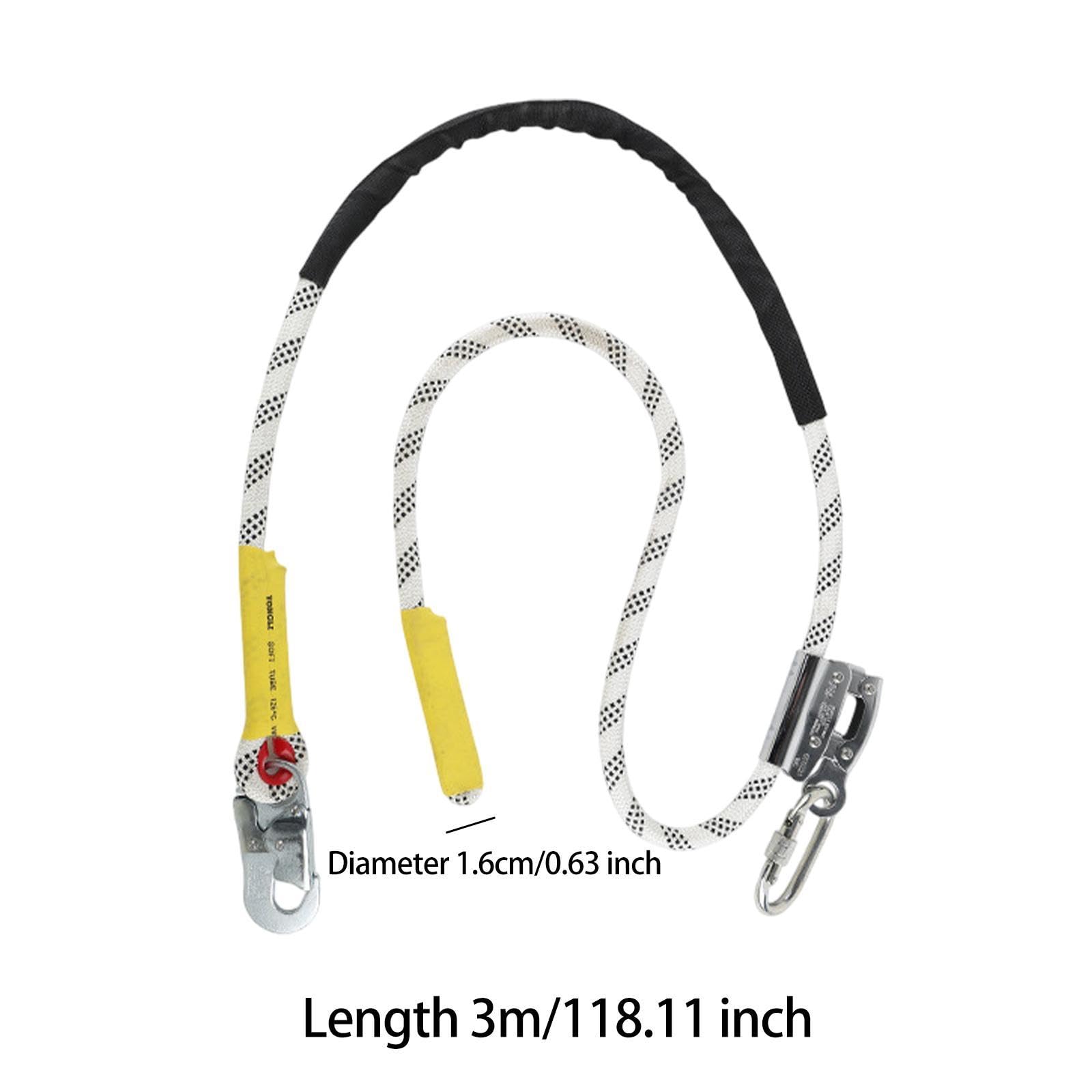 Étui pour Longe D'élagage, Corde Réglable avec Mousqueton En Acier Au Carbone pour équipement de Protection, 3 Mètres