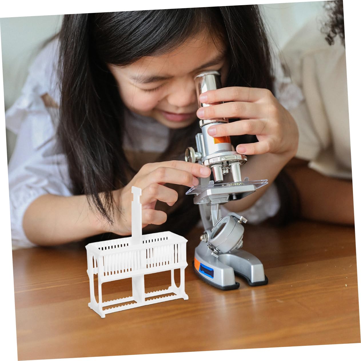 2pcs Microscope Slide Rack Slice Storage Stand Plastic Slide Holder for Lab Educational Use