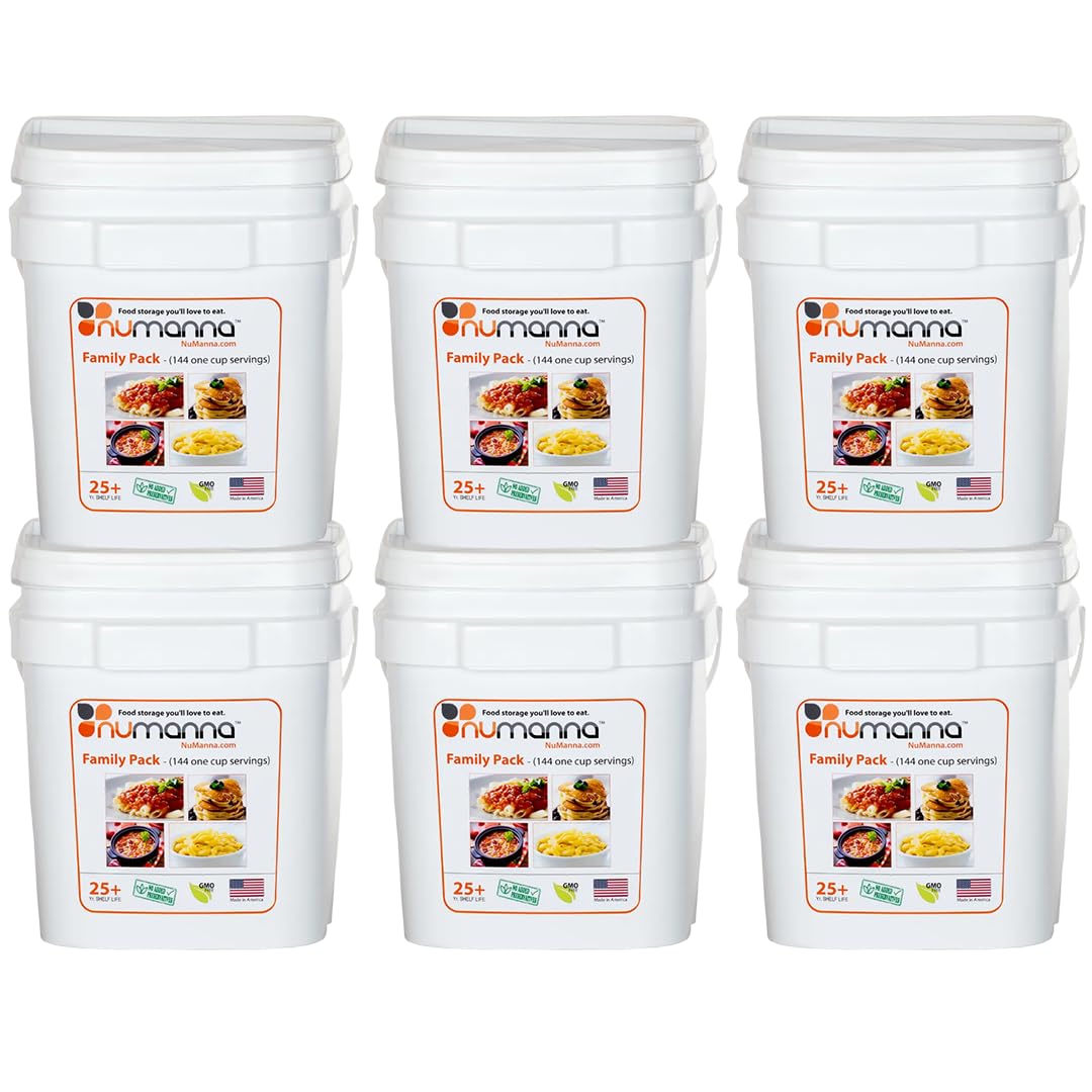 Numanna Family Pack Emergency Food Storage Bucket – 864 Servings, 120 lbs | 6-Months Survival Meal Kit for Long-Term Preparedness | Non-GMO Freeze-Dried Meals in Resealable Pouches | Healthy, Nutritious Everyday Food Supply | 25+ Year Shelf Life | Made in USA