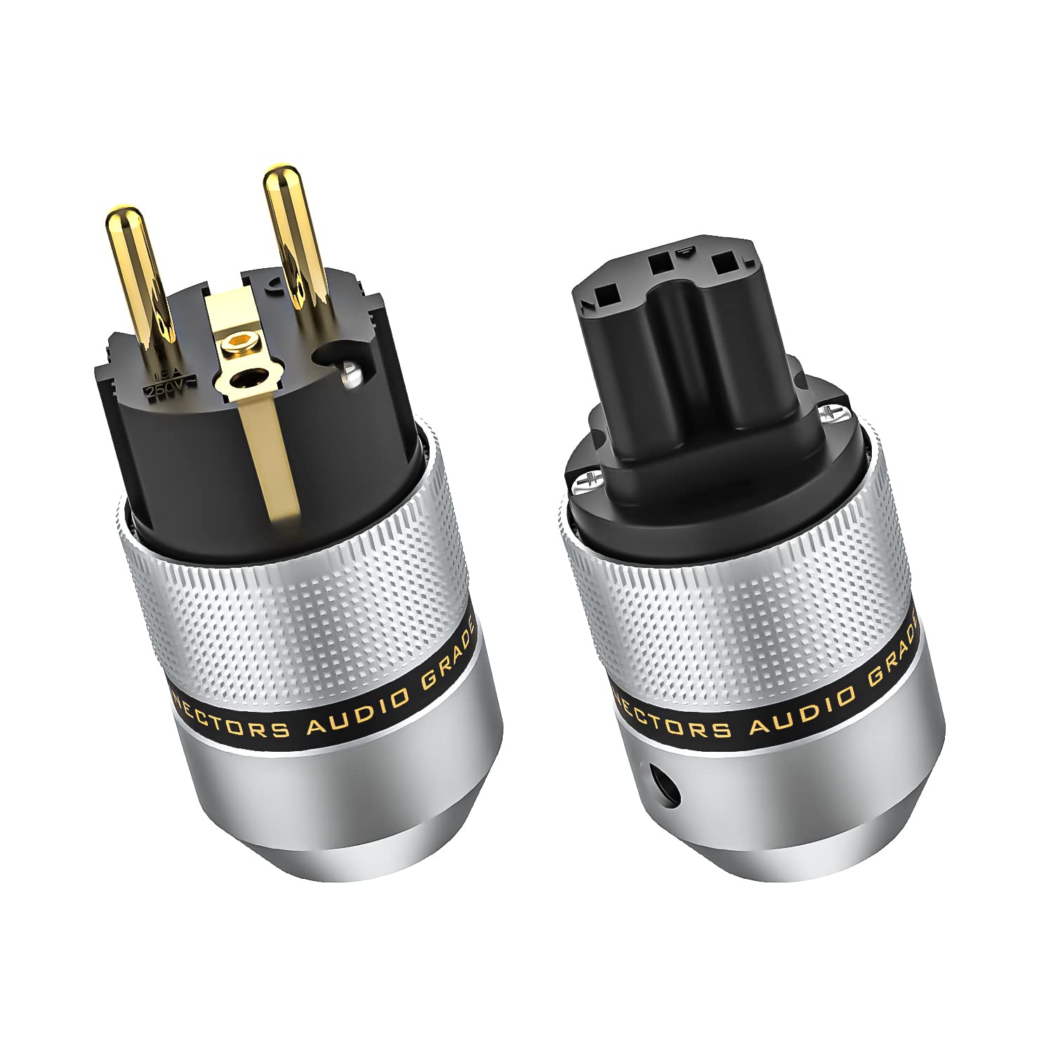 Tertullus High-End HiFi Power Plug Aluminium Gold-Plated Schuko Plug & Cold Device Plug Coupling High-End Connections Gold-Plated E820