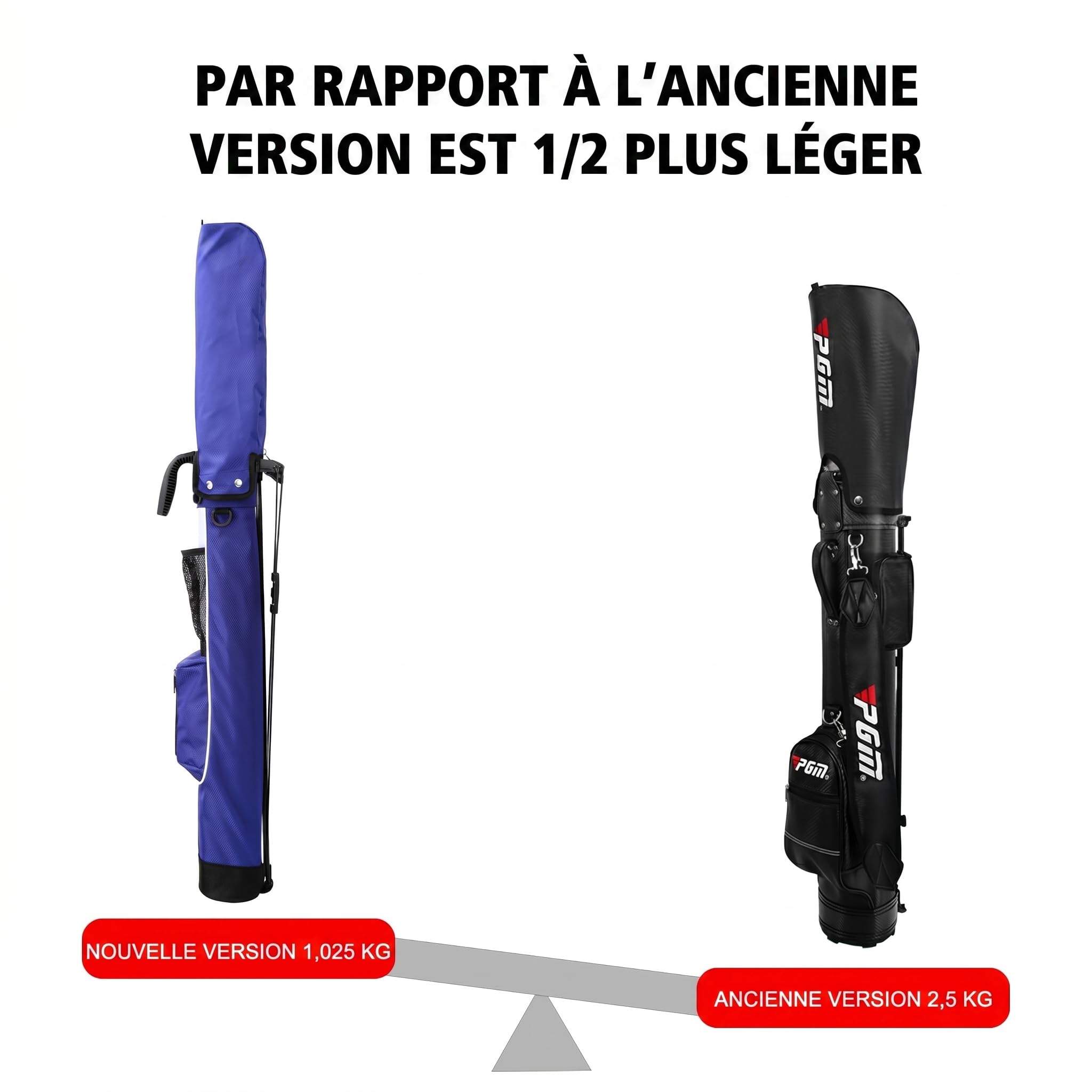 PGM Sunday Sac de golf avec support et sangle – Sac de transport ultra léger pouvant contenir jusqu'à 9 clubs – Sac de voyage étanche pour parcours de course et cours exécutifs