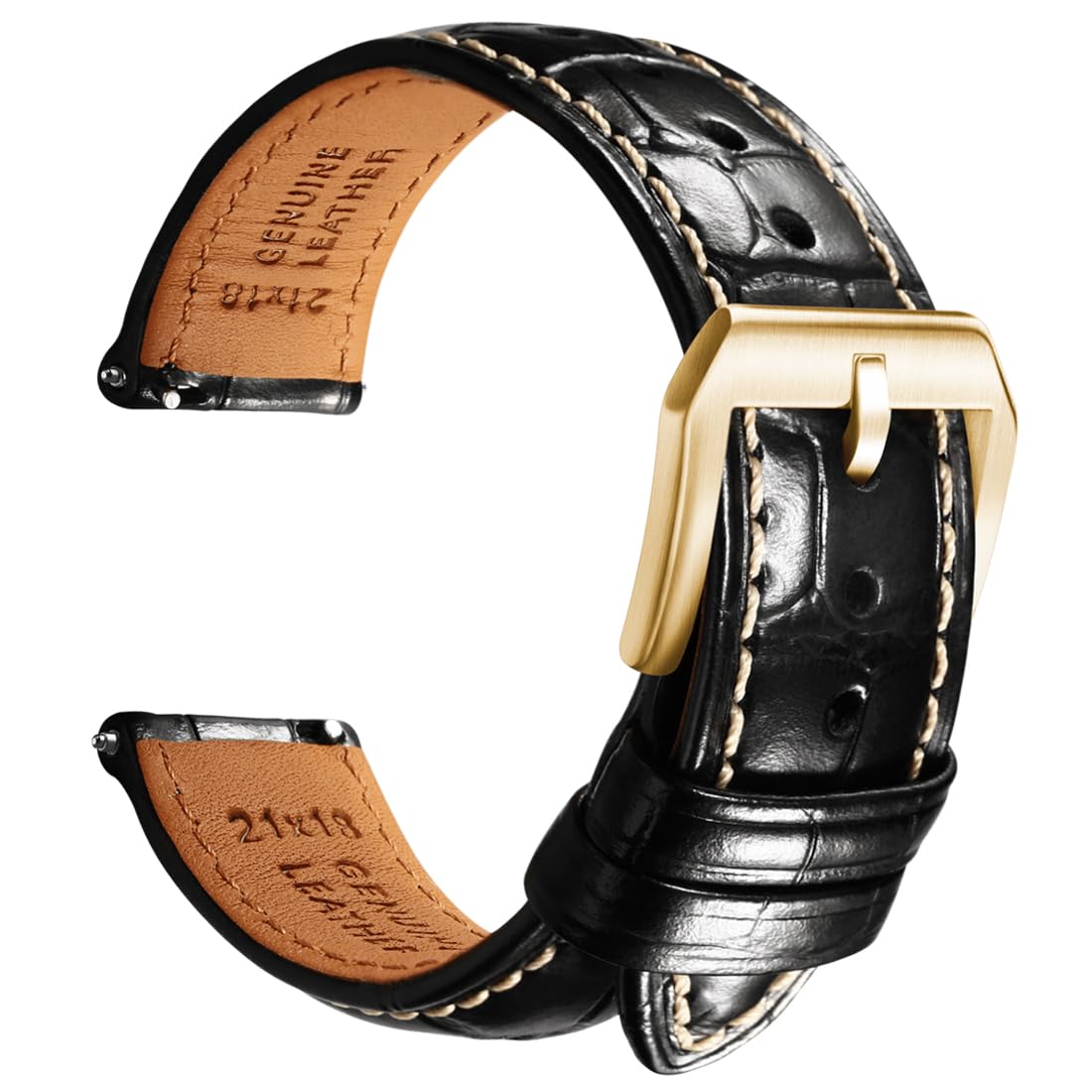 REZERO Leather Watch Bands for Men, Quick Release Watch Straps, Luxury Italian Alligator Grain Embossed Band Replacements 19mm 20mm 21mm 22mm