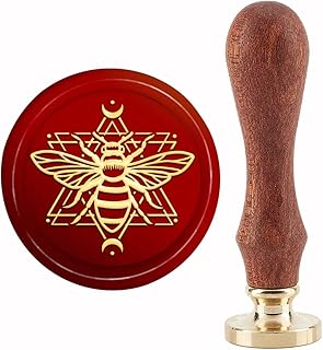 CRASPIRE Bee Wax Seal Stamp Magic Circle Sealing Wax Stamps 30mm Retro Vintage Removable Brass Stamp Head with Wood Handle for Wedding Invitations Halloween Christmas Thanksgiving Gift Packing