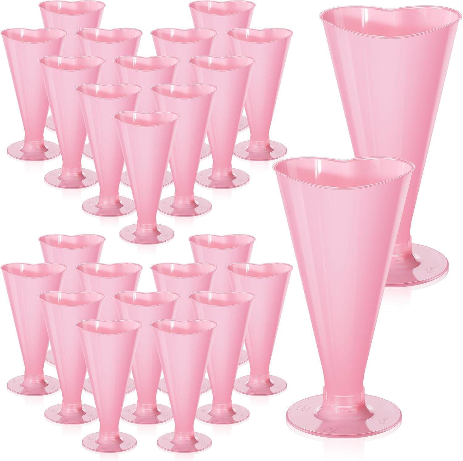 50 Pcs Valentine's Day Cups Valentine Shot Glasses 5.6 oz Heart Shaped Champagne Flutes Disposable Plastic Pink Red Heart Wine Glasses Cocktail Drinking for Birthday Wedding Party (Pink)