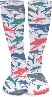 Lsjuee Colorful Shark Unisex Compression Socks Thick High Socks Warmer Long Socks