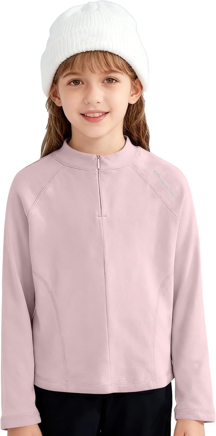 Jugaoge Girls Quarter Zip Sweatshirts Athletic Long Sleeve Mock Neck Pullover Sweatshirts Yoga Sportwear