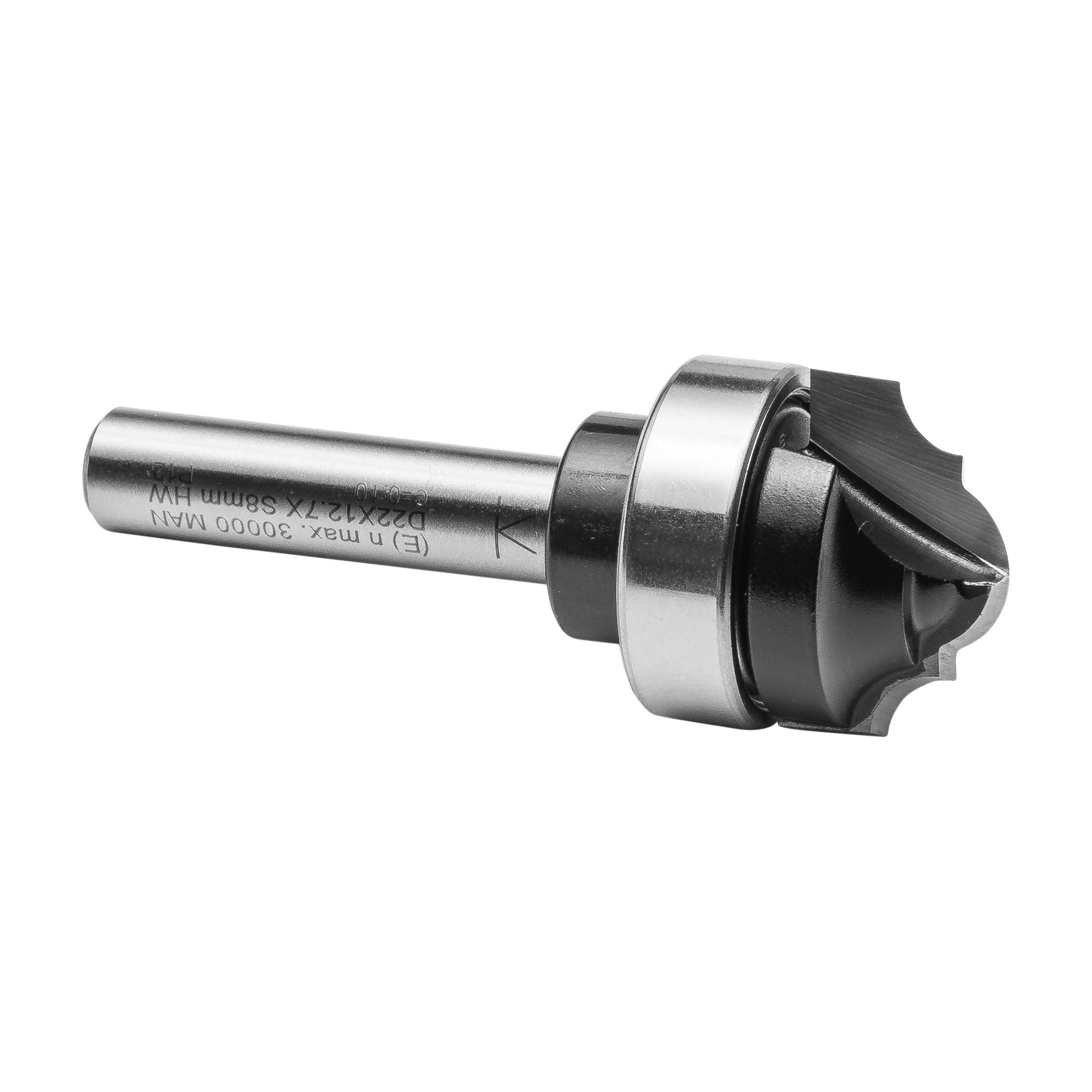 ENT 12980 Frez klasyczny w wegliku, trzpien (S) 8 mm, srednica (D) 22 mm, NL 12,7 mm, R1 4 mm, R2 5,5 mm, SL 32 mm, z lozyskiem kulkowym