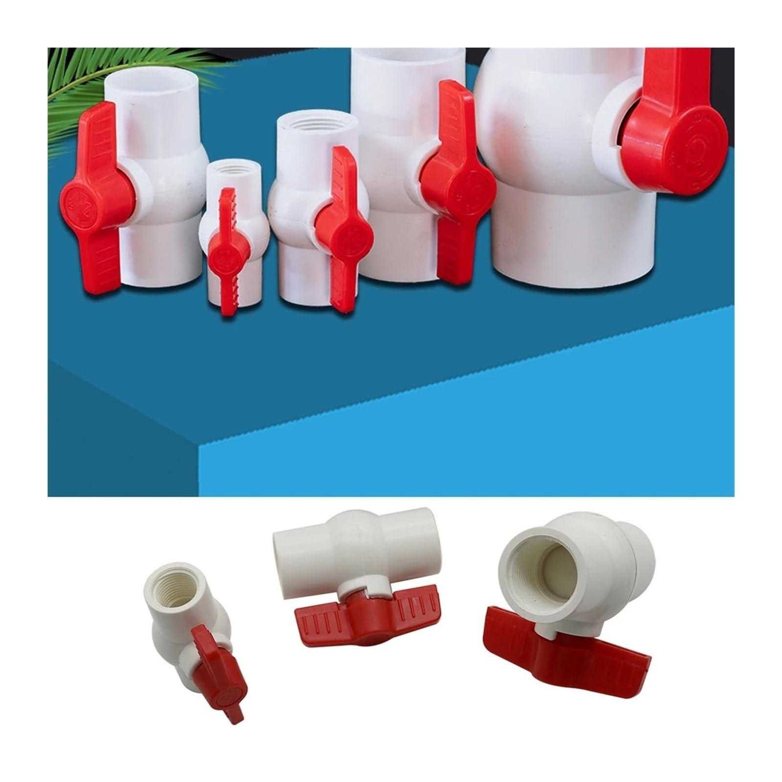 Zawór kulowy PVC z gwintowanym zamknięciem, Kulka z PVC, gwint żeński, śruba samoprzylepna, regulator przepływu wody, 1/3 szt., wiele rozmiarów(3pcs,1.5 Inch)