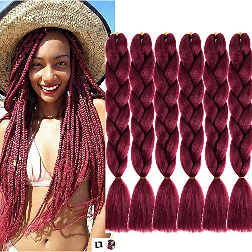 burgundy braiding hair 6pc kanekalon hair braiding Hair Extension 24 Inch ombre jumbo Braids For Braiding Crochet Twist Braiding hair burgundy
