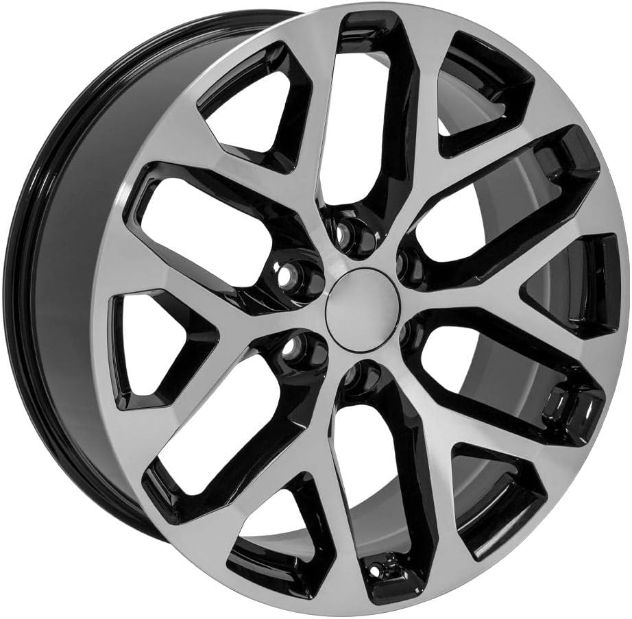 OE Wheels CV98B 22 Inch Rim Fits Silverado 1500 Snowflake Style 6x139.7 22x9 Gloss Black Machined - Hollander 5668 (1)