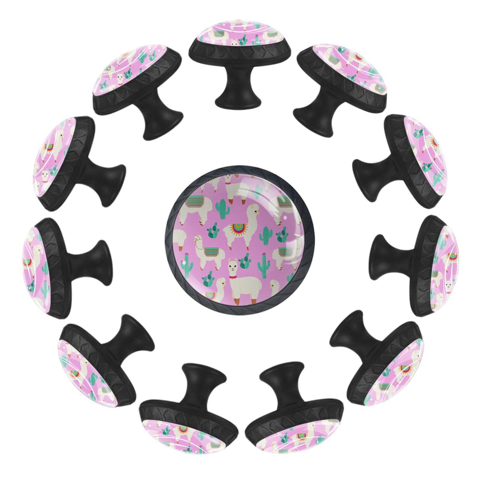 Boutons de tiroir lama et cactus rose 35mm lot de 12 pour commode enfant