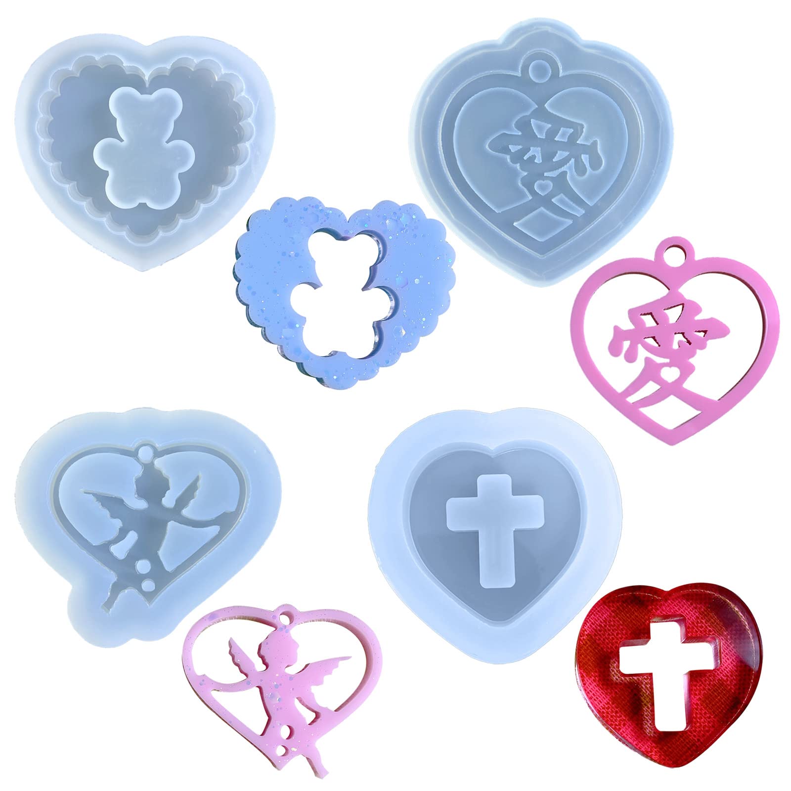 Pendant Clay Molds Heart Shaped Silicone Keychain Moulds Silicone for Hand Making Lover