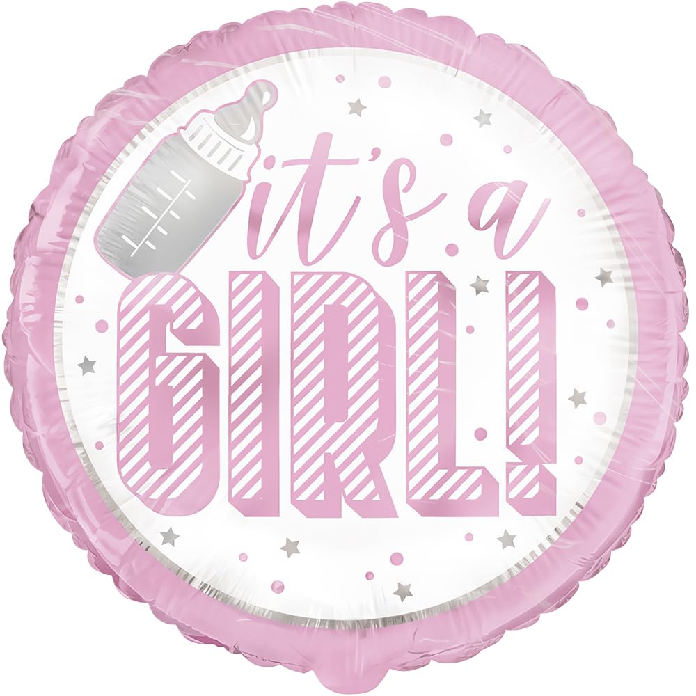 It's a Girl Pink Foil Balloon (45cm) - Chic, Unique & Elegant Design - Perfect for Baby Showers & Gender Reveal Parties - 1 Pc