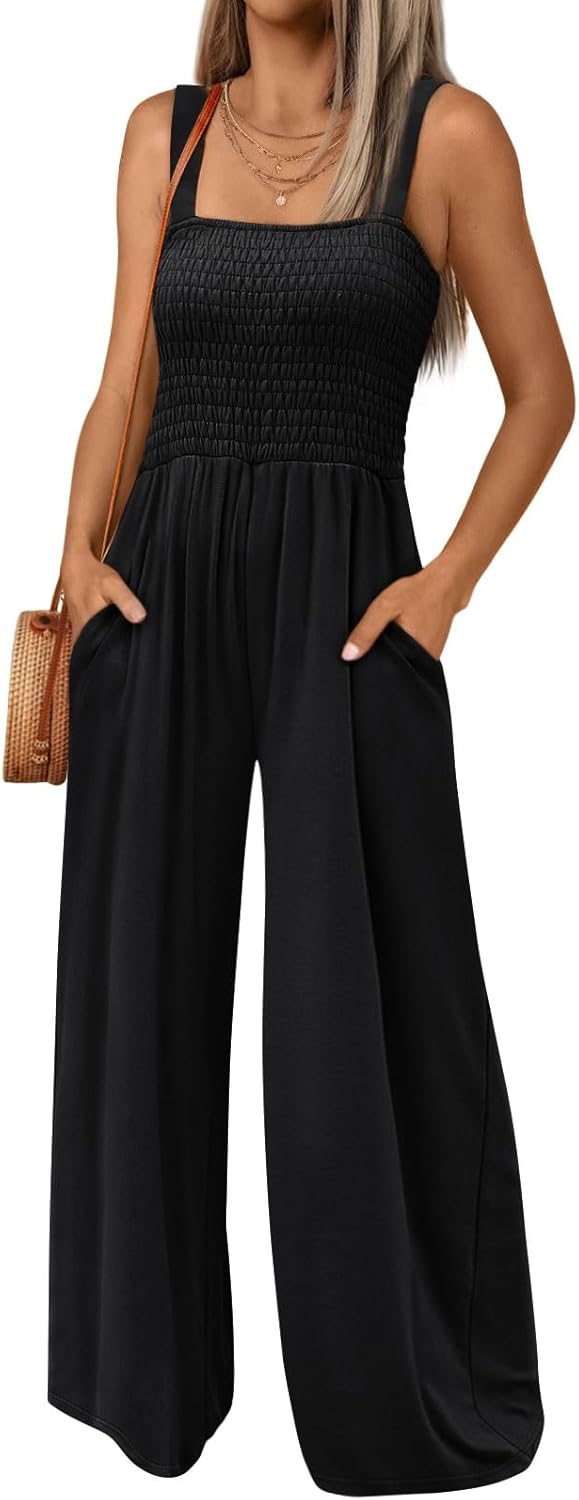 AUTOMET Womens Jumpsuits Casual Jumpers Summer Rompers Sleeveless Loose High Waist Wide Leg Overalls with Pockets 2024