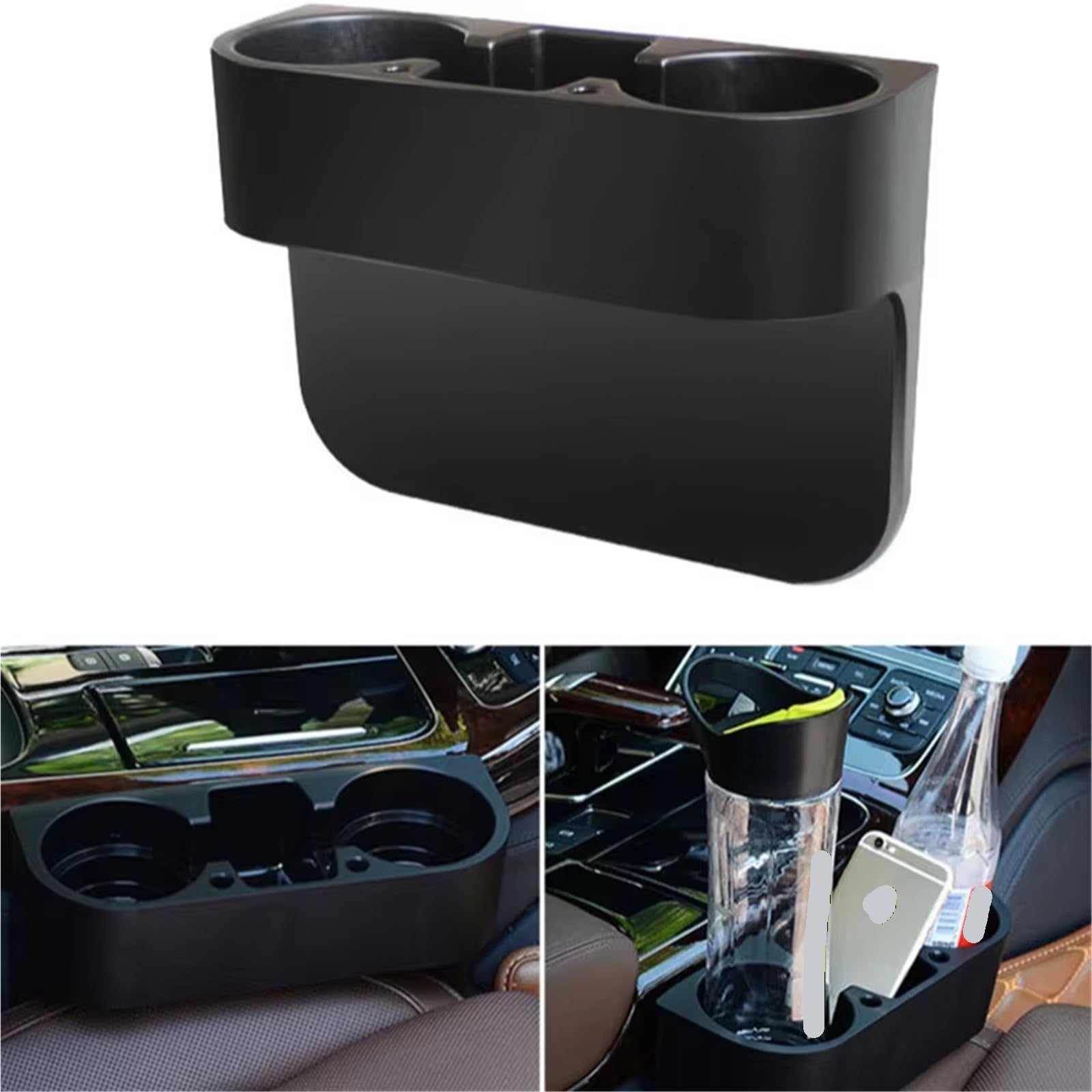 Portabicchieri Per Auto Auto Gap Tazza Per Acqua Bottiglia Per Bevande Chiavi Del Telefono Organizzatore Portaoggetti Supporto Accessori Per Lo Styling Dell'auto Parti Consolle Centrale(Nero)