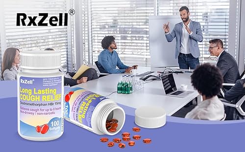 Rxzell Adult Cough Relief, Dextromethorphan Hbr 15Mg (200 Softgels), 8 Hour Long Lasting, Non-Drowsy, Cough/Bronchial Suppressant #TOP5