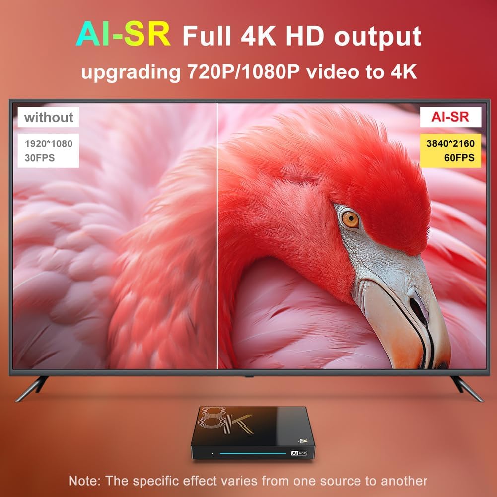 Comparison of video quality with and without AI-SR upscaling