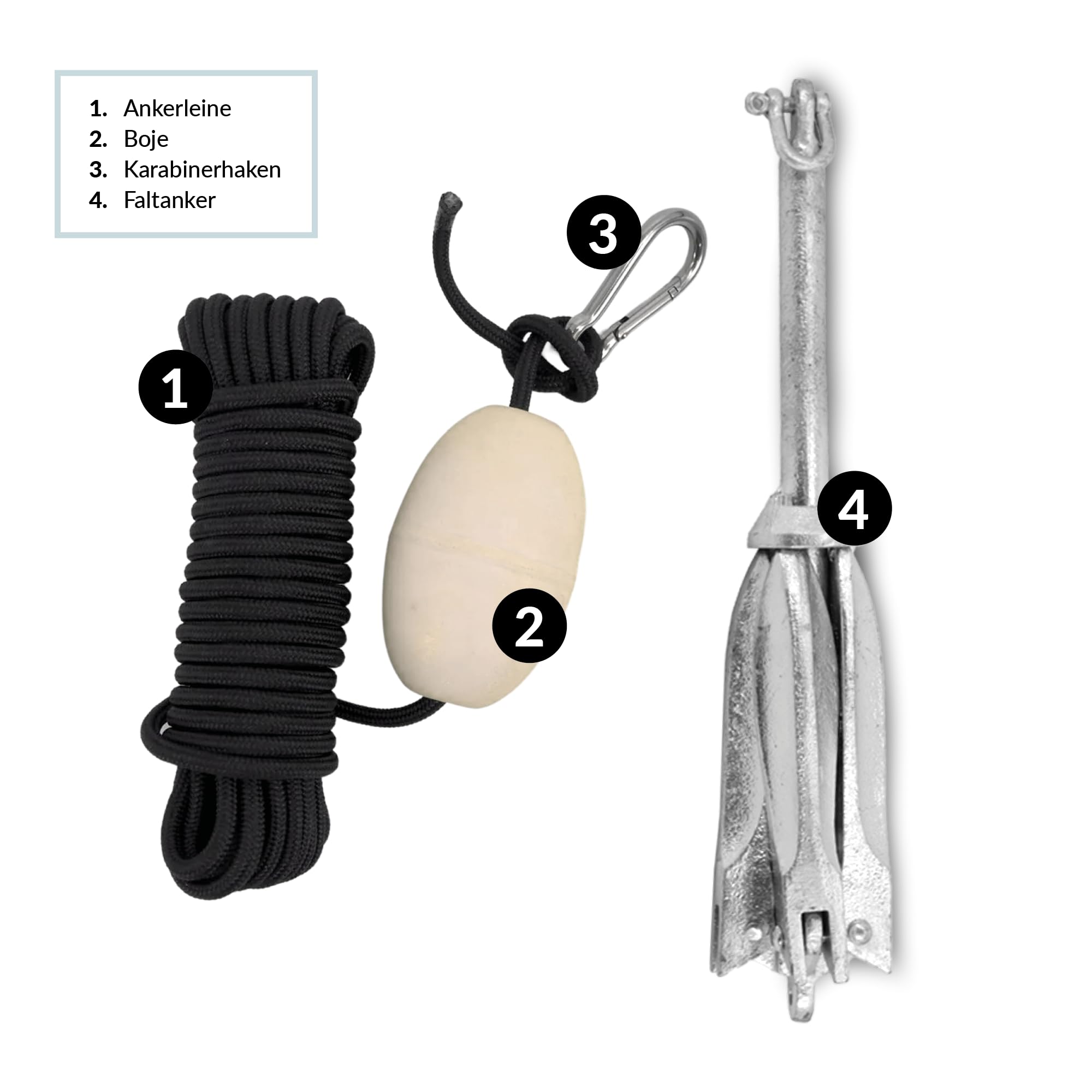 NOARD Zinkanker für Schlauchboote I I Gewicht wählbar I 2,3 kg I 5,5 kg I 7,5 kg I Zusammenklappbarer Anker aus Zink I Ultra kompakt