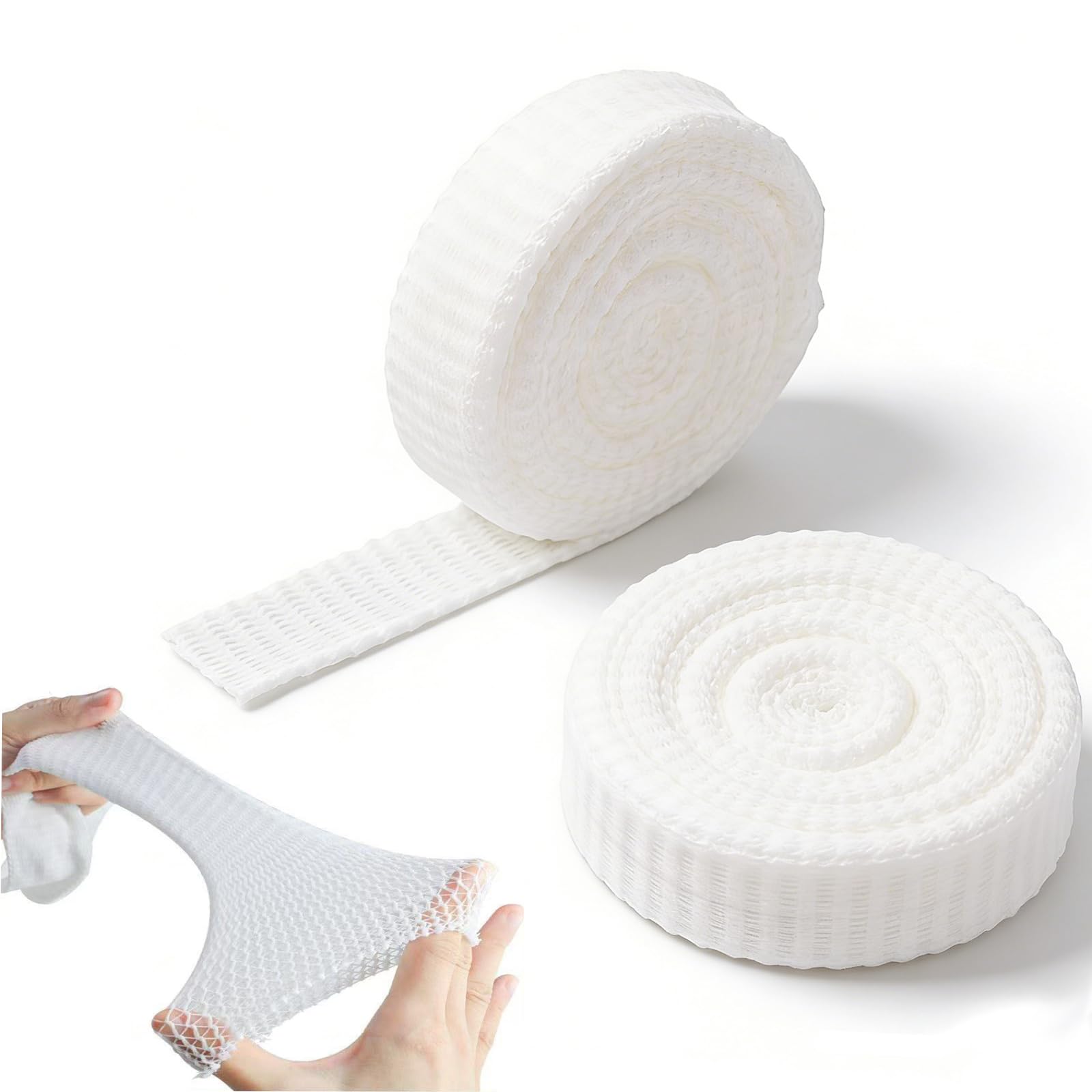 2 Rolls Tubular Bandage, 0.98×78.74in Elastic Net Wound Dressing, Adhesive-Free Stretch Mesh Gauze, Mesh Net Bandage Wrap for Arm — Wet/Dry Dressing Retention (White)