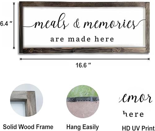 Miniatura 5 de Dazingart Letrero decorativo de pared de cocina de granja, "Meals and Memories Are Made Here", letreros de madera rústica para cocina, comedor