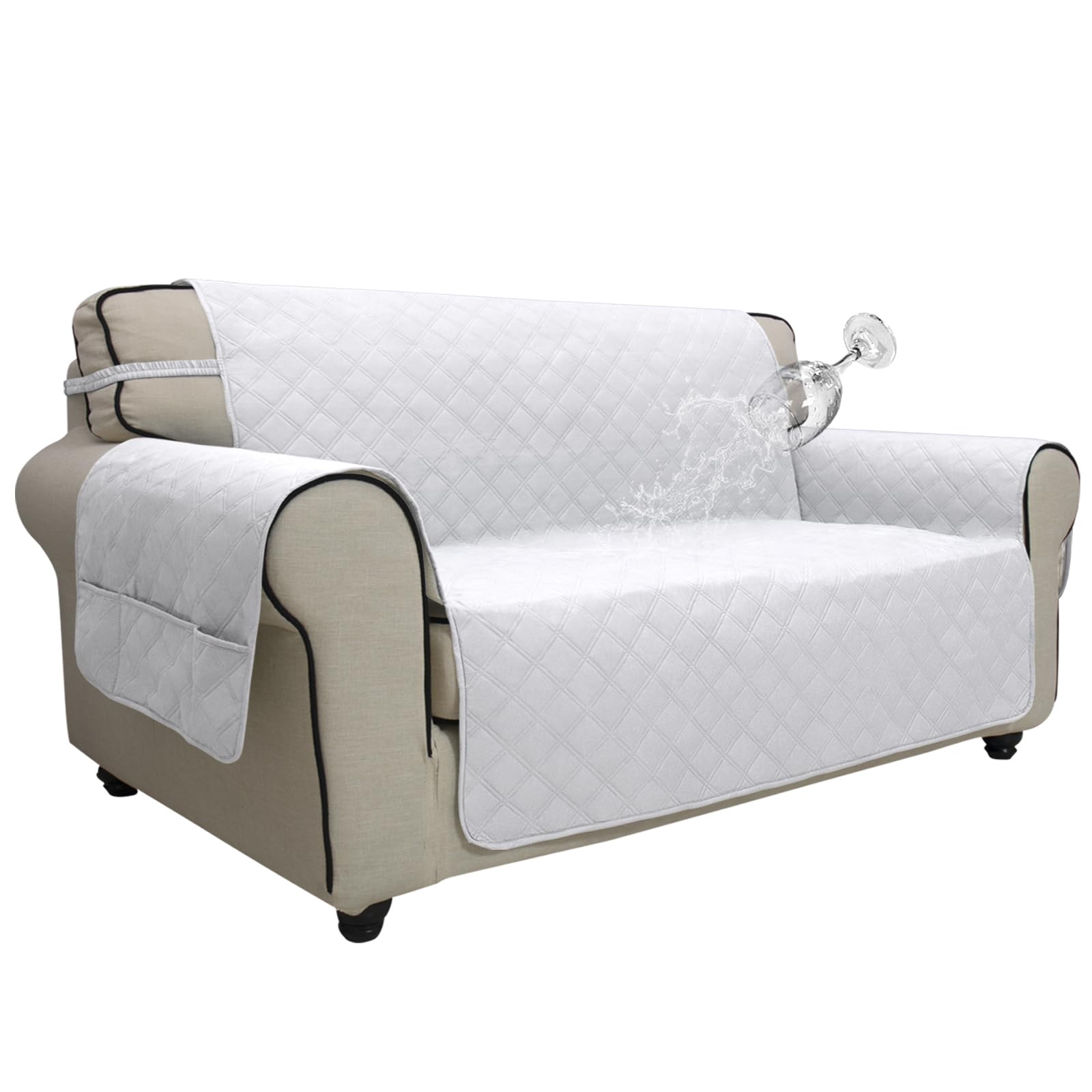 Easy-Going Waterproof Oversized Loveseat Covers Leakproof Couch Cover for 2 Cushion Couch Sofa Cover Washable Sofa Slipcover Non-Slip Furniture