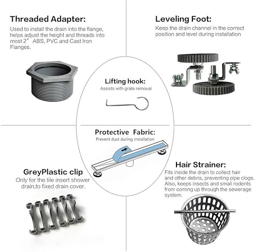 Miniatura 2 de Neodrain Drenaje de ducha lineal de 32 pulgadas con rejilla de inserción de azulejos, desagüe de suelo de ducha rectangular de acero inoxidable