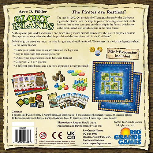 Rio Grande Games: Glory Islands Pirate Adventure Board Game, 2-4 Players, Strategy Card Game for Adults by Rio Grande Games - Used condition - Image 3